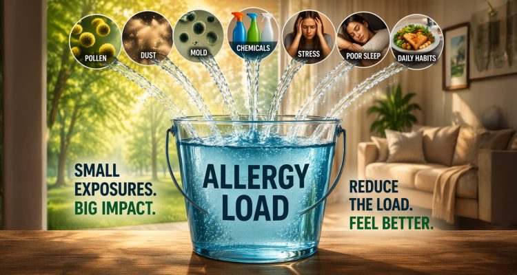 What Is Allergy Load and Why It Matters - Pollen, Dust, Mold, Chemicals, Stress, Poor Sleep and Daily Habits make up your Allergy Load. Reduce the load: Feel better.