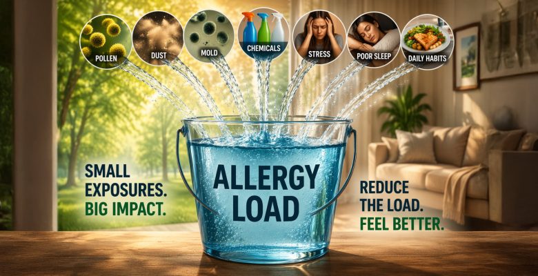 What Is Allergy Load and Why It Matters - Pollen, Dust, Mold, Chemicals, Stress, Poor Sleep and Daily Habits make up your Allergy Load. Reduce the load: Feel better.